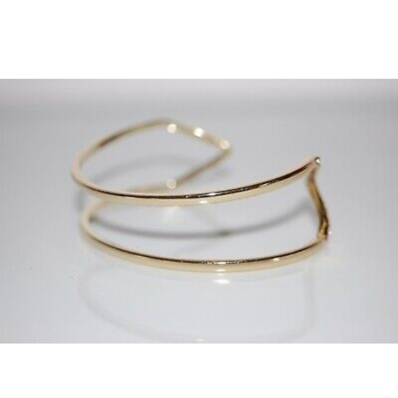 VICTORIA'S SECRET COUTURE GOLD TONED METAL RHINESTONES V STATEMENT CUFF BRACELET - Picture 2 of 5